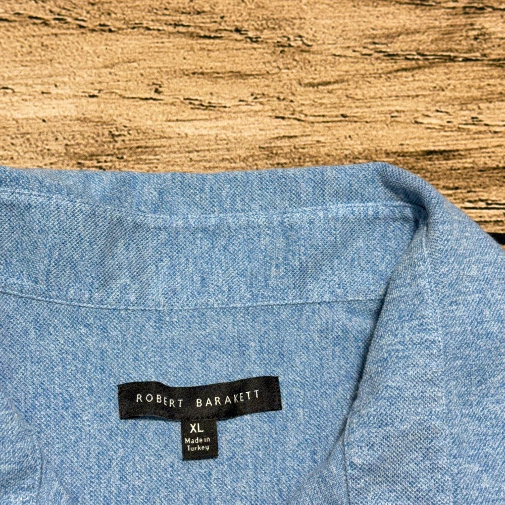 Robert Barakett Button Down Shirt Mens XL Light Blue Short Sleeve Casual - Picture 4 of 6